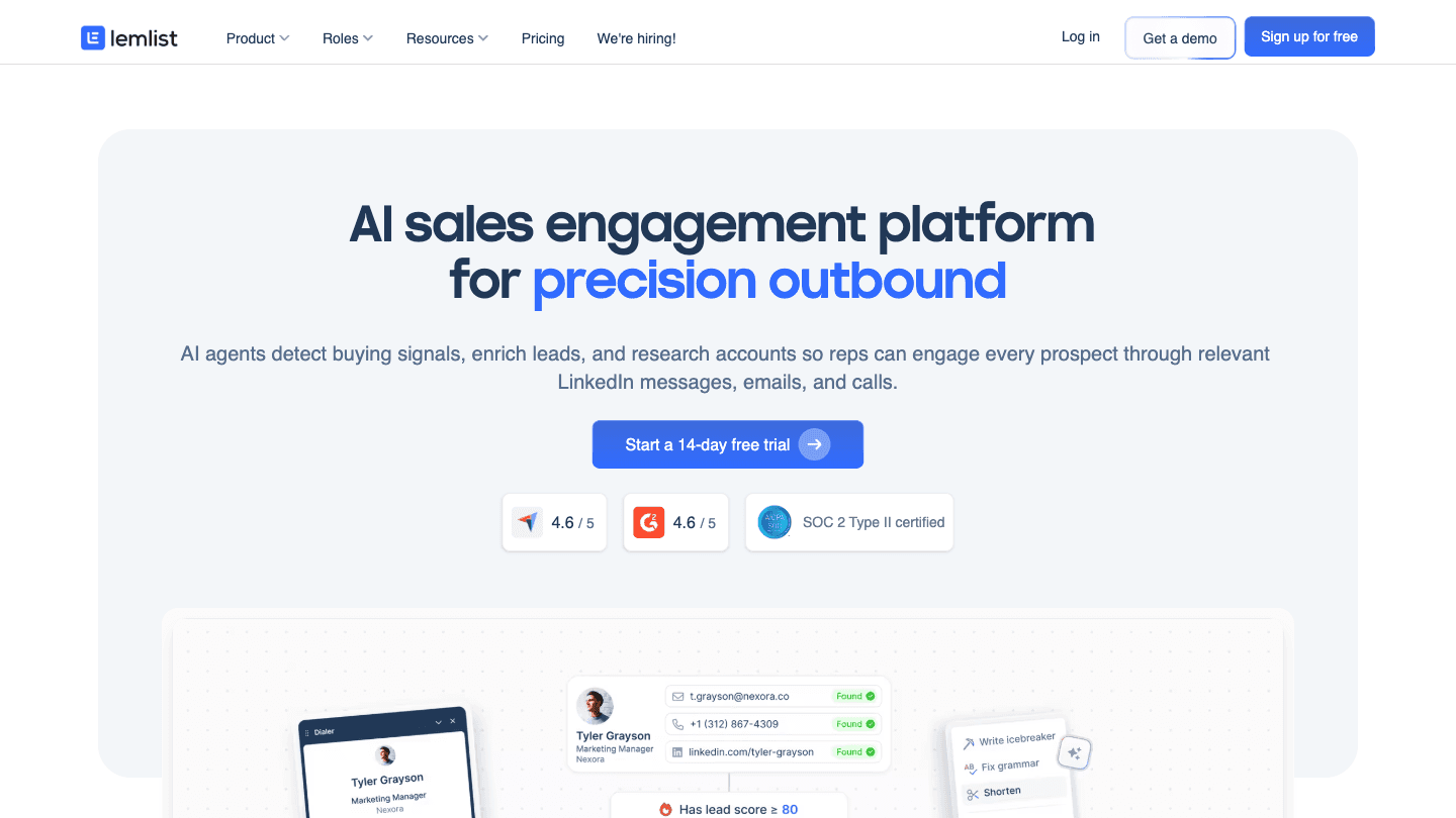Lemlist homepage