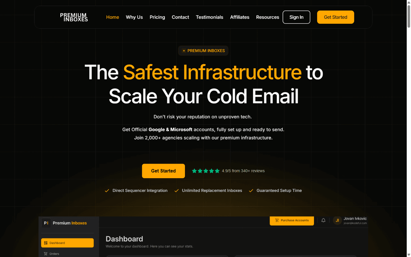 Premium Inboxes homepage