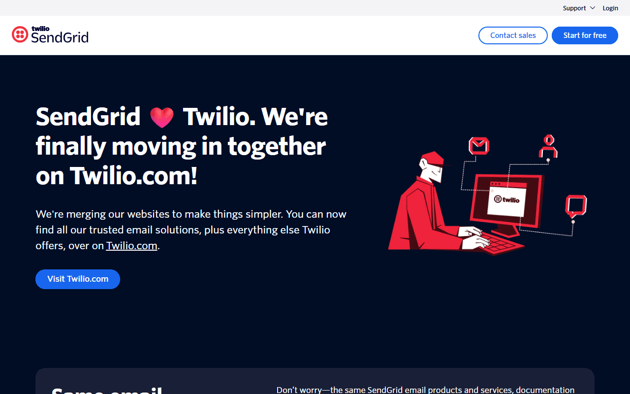 SendGrid homepage