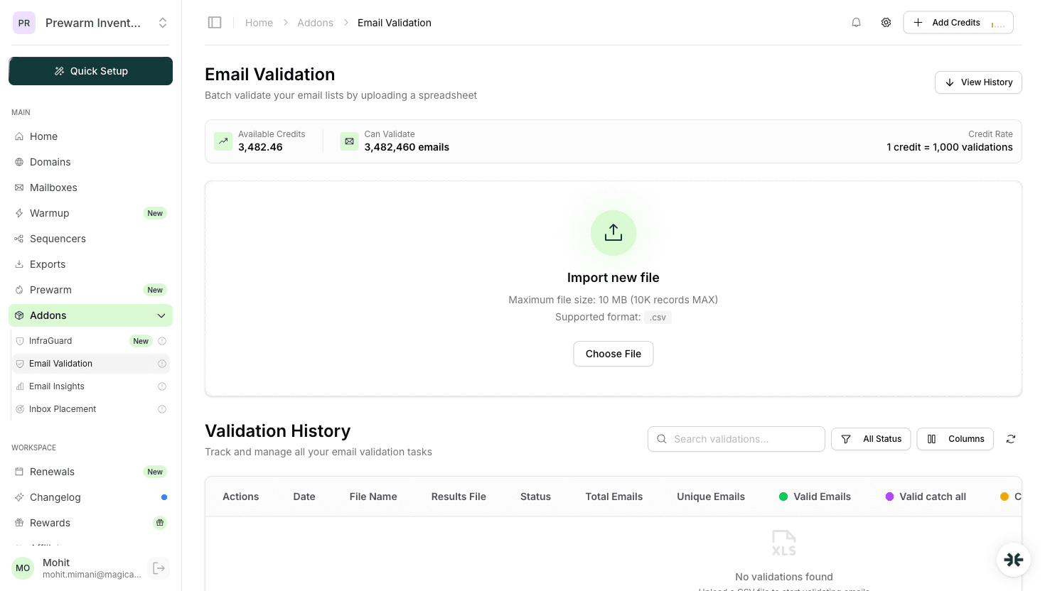 InboxKit email validation page