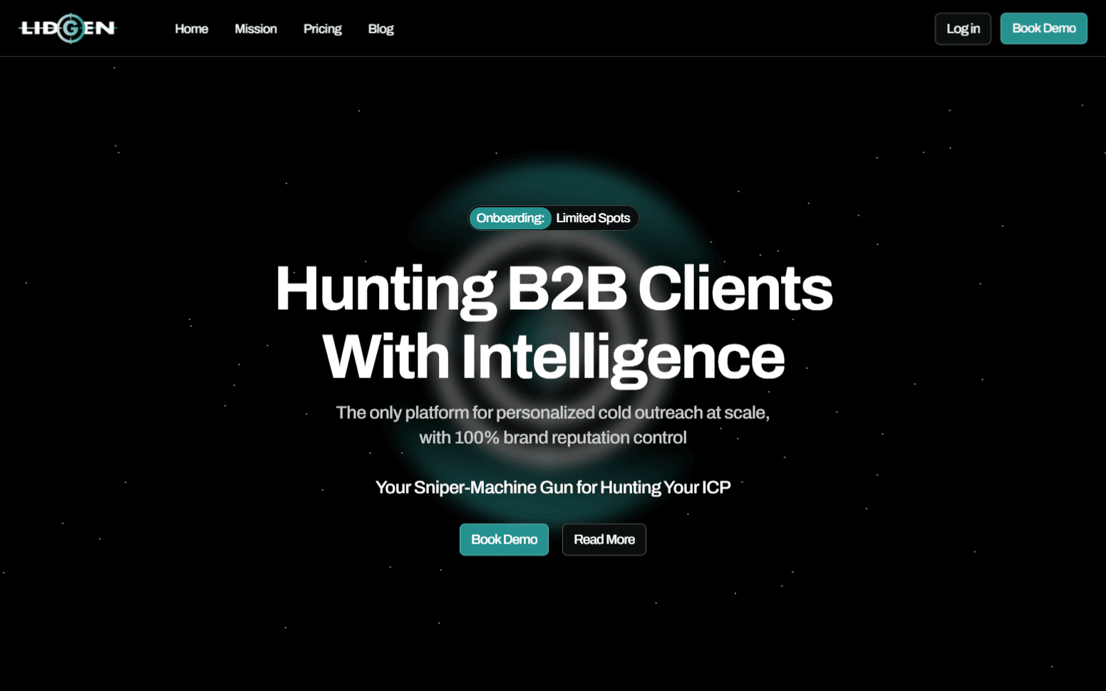 Lidgen homepage — Hunting B2B Clients With Intelligence, a platform for personalized cold outreach at scale